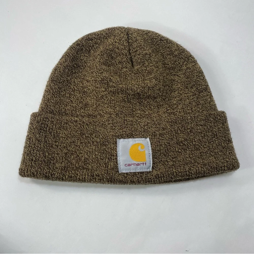 Carhartt Brown Tan Knit Foldover Cuff Style Beanie Hat - Unisex